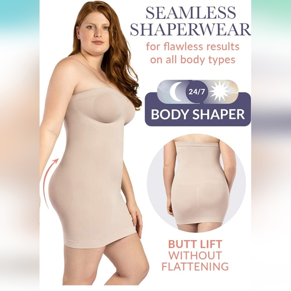 Black Size Medium Strapless Shapewear Slip/Cami ♡ Tummy Control ♡ Seamless - Picture 2 of 9